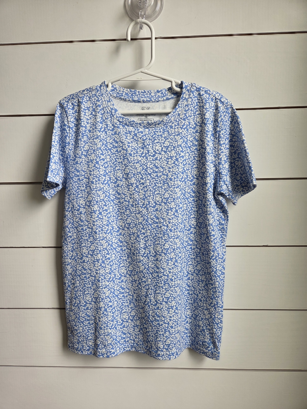 Vineyard Vines Light Blue and White Floral Kids Tee